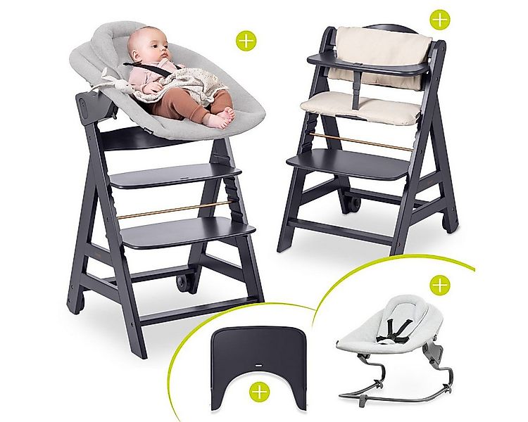 Hauck Hochstuhl Beta Plus Dark Grey - Newborn Set Premium (Set), Babystuhl günstig online kaufen