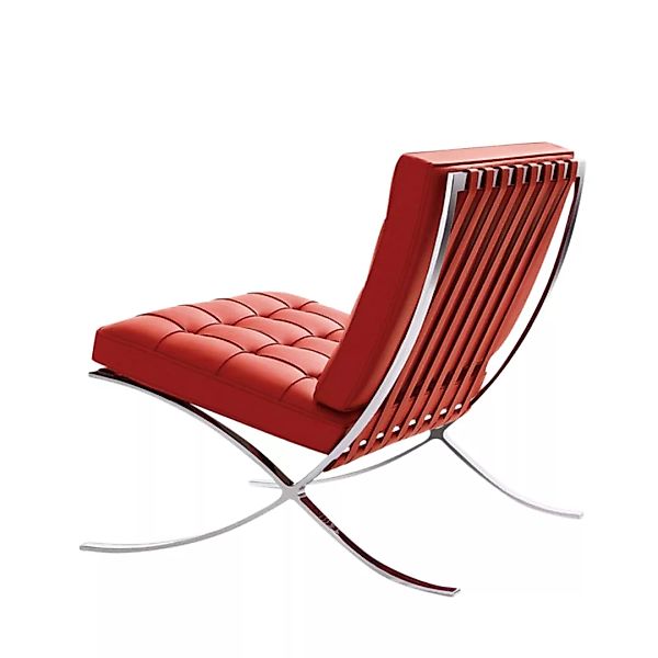 Knoll International - Barcelona® Sessel - rot/Gestell chrom/Leder Andes Gau günstig online kaufen