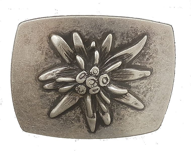 Pezzo D'oro Gürtelschnalle Gürtel-Wechselschnalle Edelweiß Altsilber günstig online kaufen