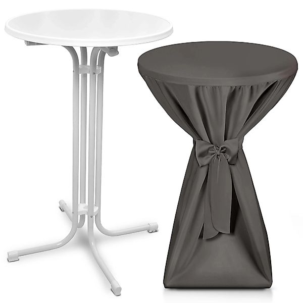 Beautissu Bellini Stehtisch Ø 80cm Weiß mit Premium Stehtischhusse Ø 80cm A günstig online kaufen