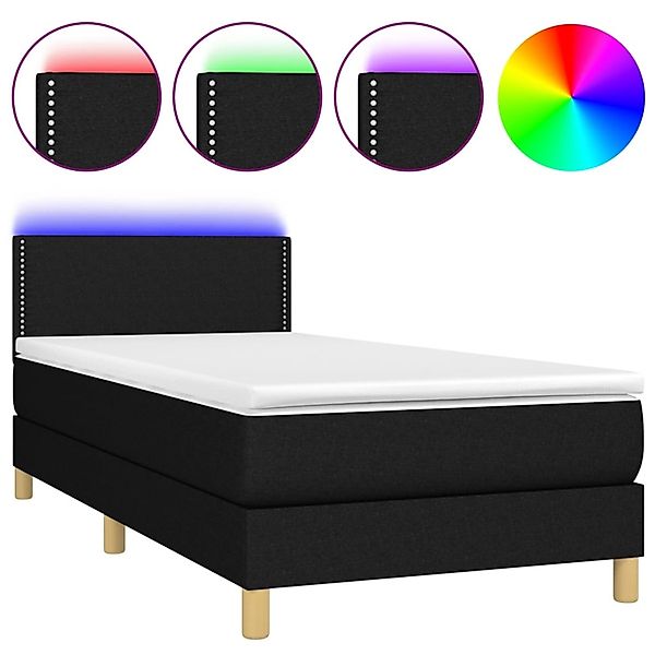 vidaXL Boxspringbett mit Matratze & LED Schwarz 90x190 cm Stoff 3133599 günstig online kaufen