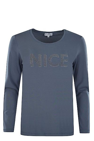 Hajo Blusenshirt Damen Basic Shirt Strass-Wording günstig online kaufen