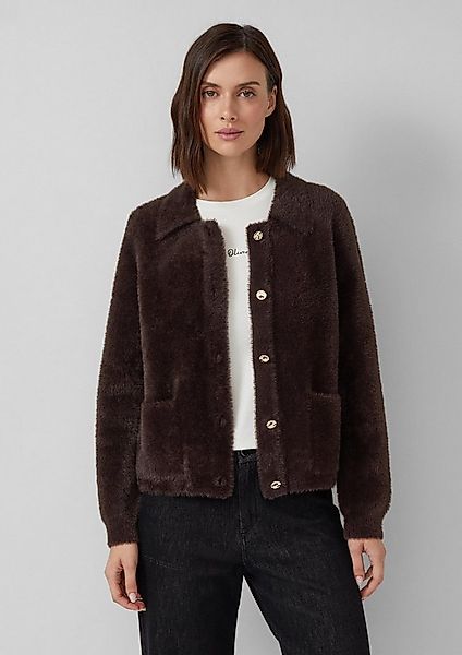 s.Oliver Cardigan Strickjacke Fake-Fur-Jacke mit goldfarbenen Knöpfen und a günstig online kaufen