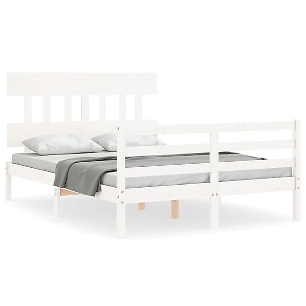 vidaXL Massivholzbett mit Kopfteil Weiß 140x190 cm 3195137 günstig online kaufen