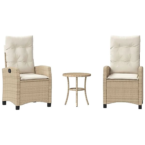 vidaXL 3-Tlg Bistro-Set mit Kissen Beige Poly Rattan 365228 günstig online kaufen