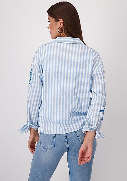 Monari Hemdbluse, mit Streifen und Blumenstickerei günstig online kaufen