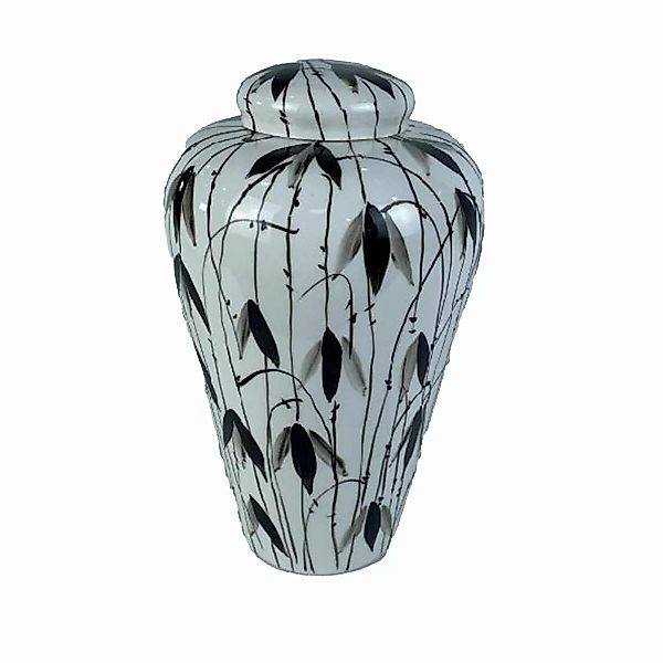 Vase Dkd Home Decor Porzellan Schwarz Weiß Orientalisch Pflanzenblatt (23 X günstig online kaufen