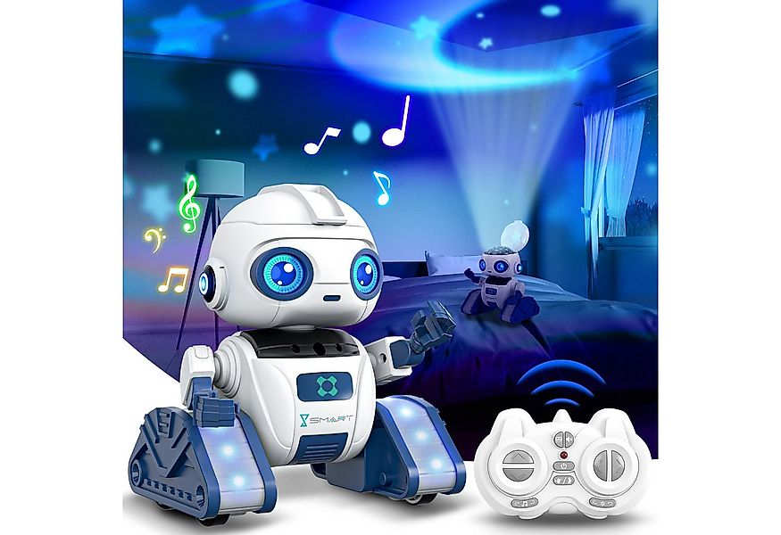 POPOLIC RC-Roboter Projektionsroboter mit Kopfprojektion, LED-Augen und Ges günstig online kaufen