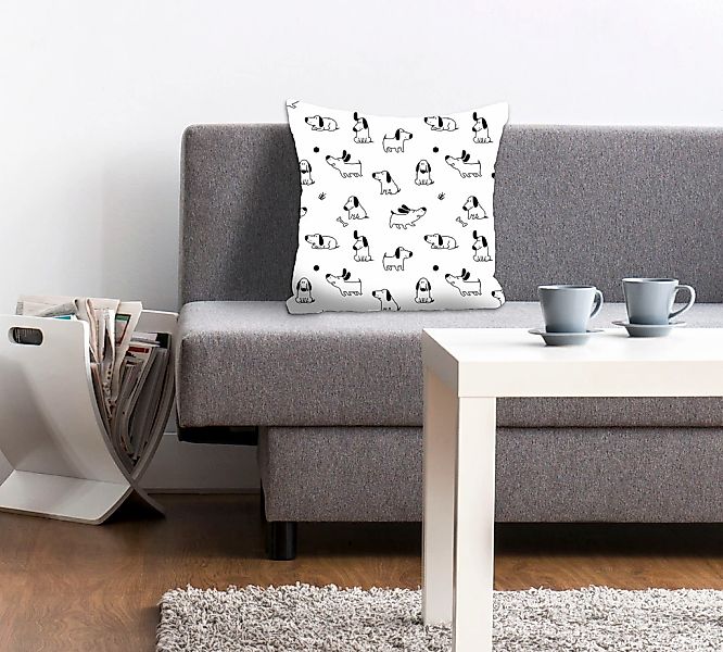 queence Dekokissen "Snoopy" mit kleinen spielenden Dackeln günstig online kaufen