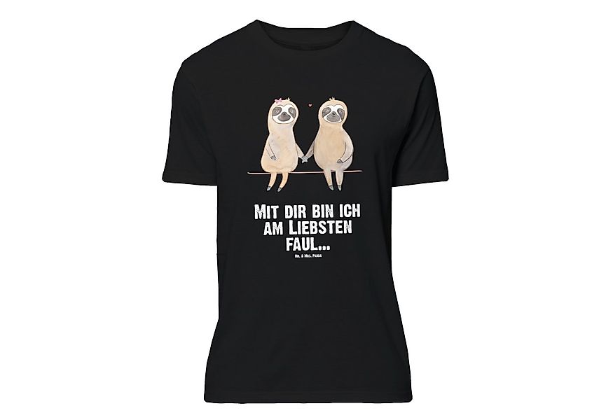 Mr. & Mrs. Panda T-Shirt Faultier Pärchen, T-Shirt, Schwarz, Oversize Shirt günstig online kaufen