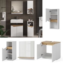 Vicco Badmöbel-Set Marelle, Weiß/Artisan-Eiche, 4 Teile, günstig online kaufen