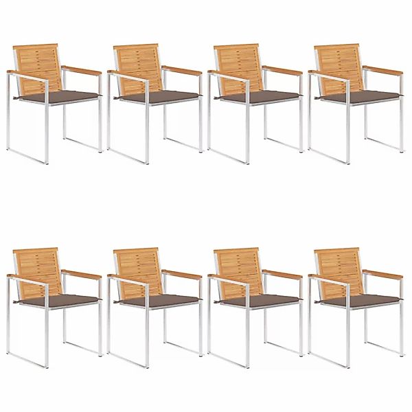 Gartenstühle 8 Stk. Mit Kissen Massivholz Teak günstig online kaufen