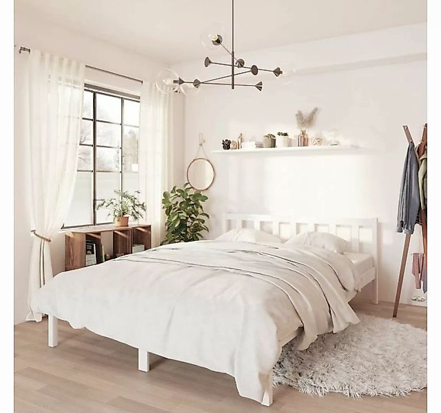 furnicato Bett Massivholzbett Weiß Kiefer 135x190 cm günstig online kaufen