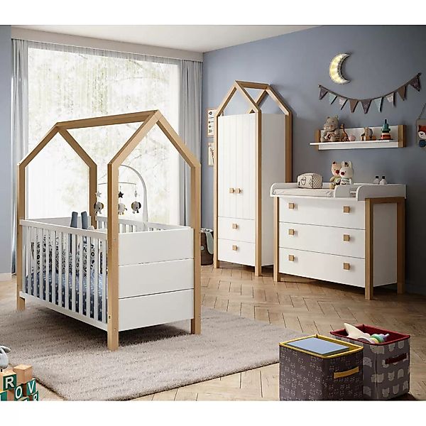 Babyzimmer Set 4-teilig mit Babybett 70x140 cm Liegefläche, Kiefer teilmass günstig online kaufen
