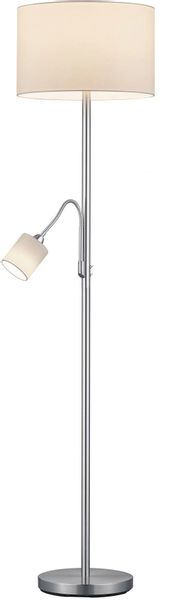 Stehlampe HOTEL Nickel Matt 1 Stück Metall / Stoff Hellgrau, Weiß günstig online kaufen
