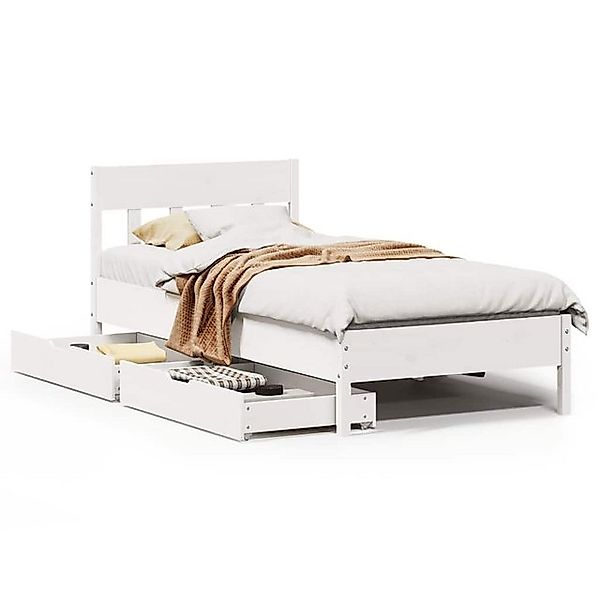 vidaXL Bett, Massivholzbett ohne Matratze Weiß 100x200 cm Kiefernholz günstig online kaufen