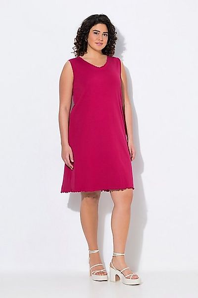 Ulla Popken Maxikleid Kleid A-Linie Jersey V-Ausschnitt ärmellos günstig online kaufen