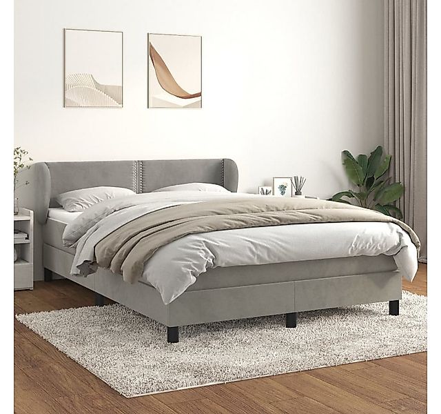 vidaXL Boxspringbett Boxspringbett mit Matratze Hellgrau 140x200 cm Samt Be günstig online kaufen