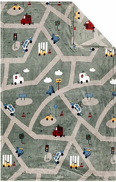 s.Oliver Kinderdecke "Flanellfleecedecke s.Oliver Junior Straßen" Straßenve günstig online kaufen