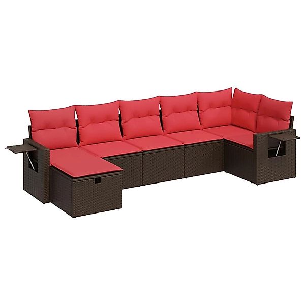 vidaXL 7-Tlg Garten-Sofagarnitur mit Kissen Braun Poly Rattan 3325510 günstig online kaufen