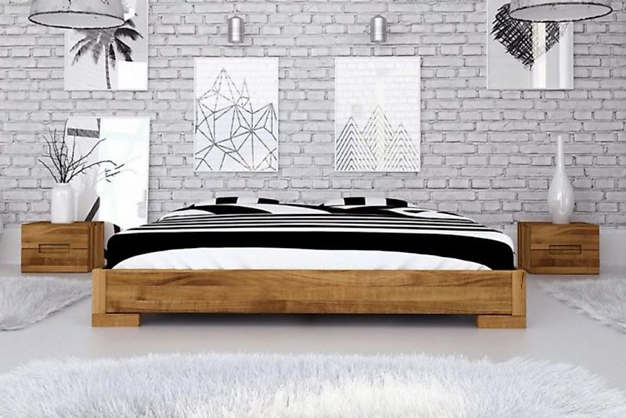 Natur24 Bett Bett Bento 2 Wildeiche massiv 200x200cm ohne Kopfteil mit Holz günstig online kaufen
