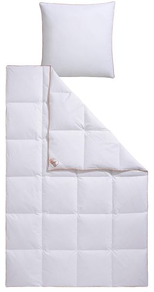 RIBECO Gänsedaunenbettdecke + Kopfkissen "Kalle" pflegeleicht günstig online kaufen