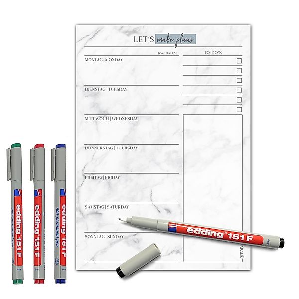TOBJA Memoboard Menüplaner abwischbar inkl. 4 günstig online kaufen