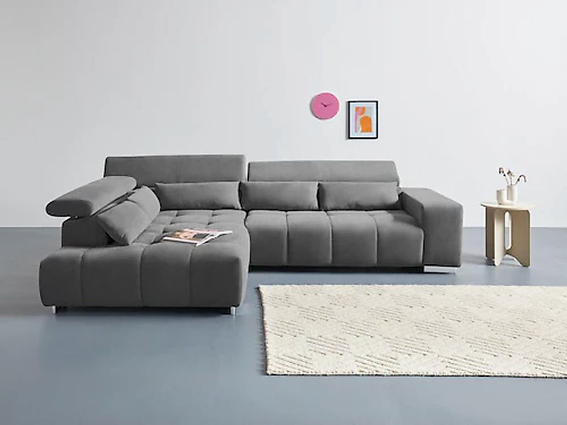 COTTA Ecksofa "Orion L-Form" mit Kopfteilverstellung & 5 Nierenkissen günstig online kaufen