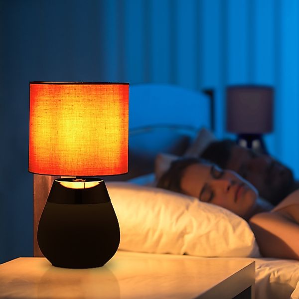 relaxdays Nachttischlampe Tischlampe mit Stoffschirm 2er günstig online kaufen