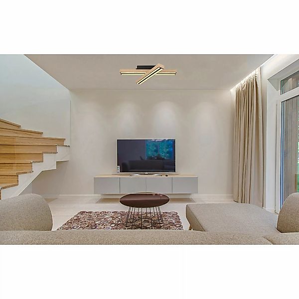 Globo LED-Deckenleuchte Doro 1-flammig Schwarz matt 515 x 365 x 110 mm günstig online kaufen