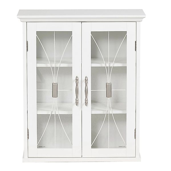 Teamson Home Badezimmerschrank Holz Wandschrank Weiß mit Glastüren günstig online kaufen
