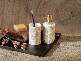 WENKO Badaccessoire-Set "Modell Terralba" Seifenspender und Zahnbürstenhalt günstig online kaufen