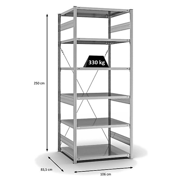 PROREGAL Fachbodenregal Stecksystem T-Profil Heavy-Duty Grundregal HxBxT 25 günstig online kaufen