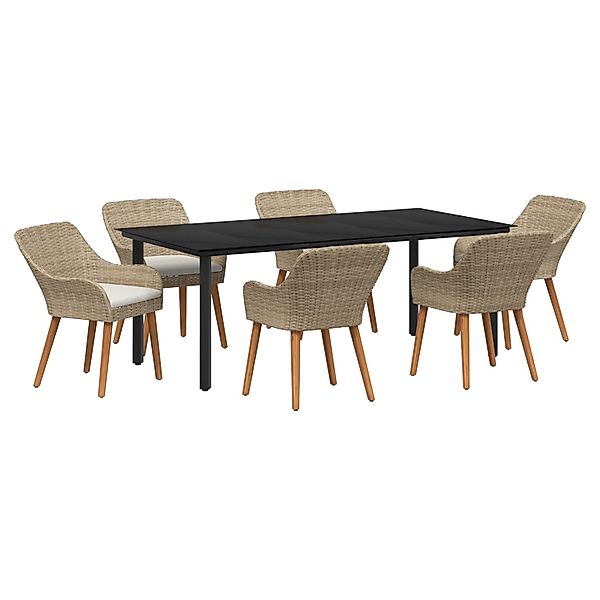 vidaXL 7-Teiliges Garten Essset Beige Poly Rattan 3261703 günstig online kaufen