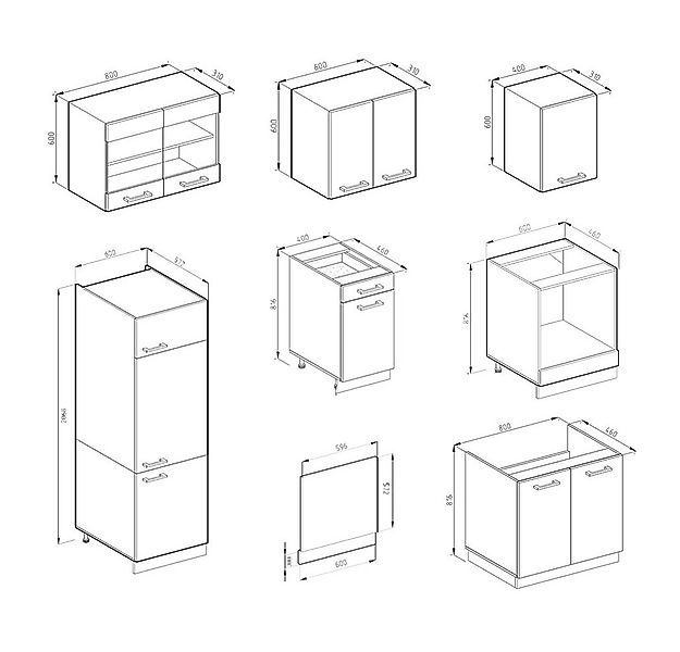 Vicco Küchenzeile R-Line, Weiß Hochglanz/Weiß, 300 cm ohne Arbeitsplatte günstig online kaufen