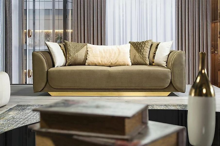 JVmoebel Sofa, Designer Sofa 3-Sitzer grün Stoffsofa Sofapolster Sofas Text günstig online kaufen