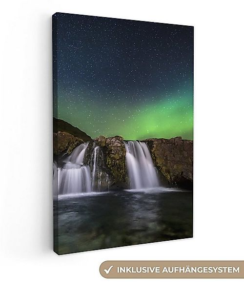 OneMillionCanvasses® Leinwandbild Nordlicht - Wasserfall - Island - Natur, günstig online kaufen