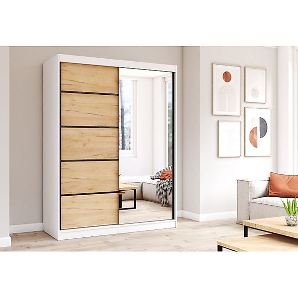 MOEBLO Kleiderschrank LARA 05 (mit Spiegel Schwebetürenschrank 2-türig Schr günstig online kaufen