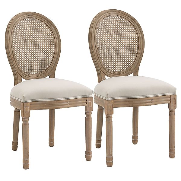 HOMCOM Esszimmerstuhl Küchenstuhl mit Rattan-Rückenlehne (Polsterstuhl, günstig online kaufen