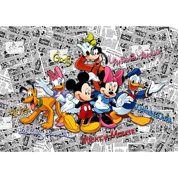 Disney Fototapete Micky Maus Rosa Blau und Gelb 360 x 254 cm 600364 günstig online kaufen