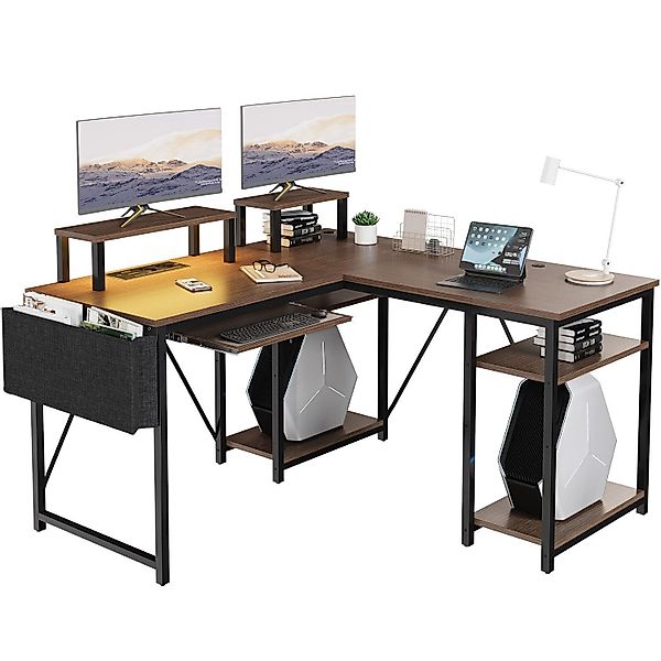 HOMALL Gamingtisch Eckschreibtisch mit LED, Schreibtisch günstig online kaufen