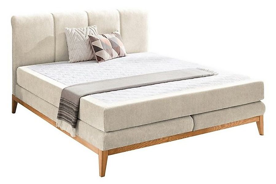 Sun Garden Boxspringbett WEIMAR, 180 x 200 cm, Creme, Webstoffbezug, Eichen günstig online kaufen