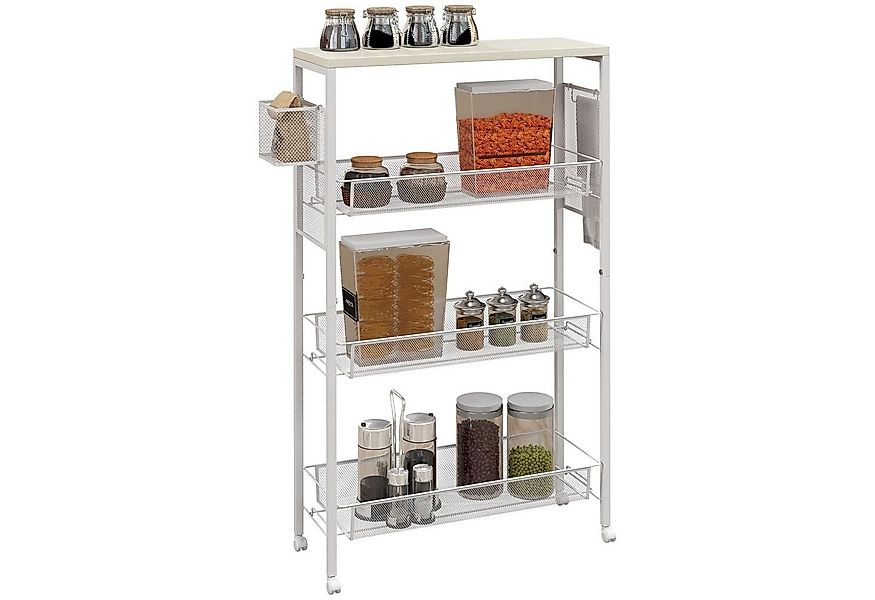 HOMCOM Servierwagen Rollwagen mit einem Hängeregalkorb Arbeitsplatte, (Küch günstig online kaufen