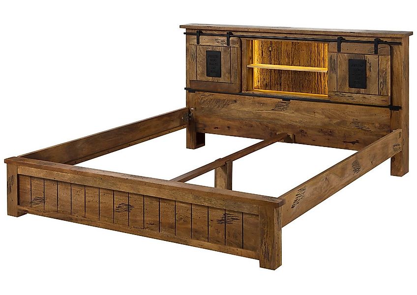 Massivmoebel24 Massivholzbett RAILWAY LUX (Mango / Altholz 180x200x106 natu günstig online kaufen