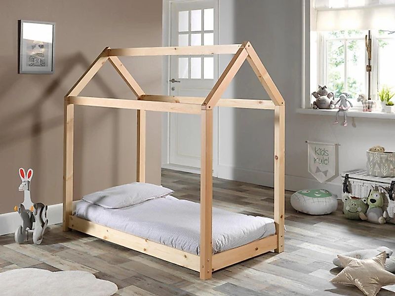 Vipack Kinderbett "Cabane, Kiefer massiv, Made in Europe, inklusive Rolllat günstig online kaufen