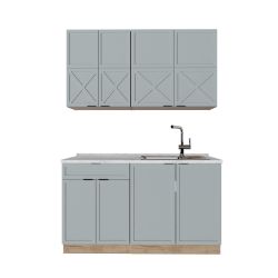 Vicco Küchenzeile Fame-Line, Hellblau-grau/Goldkraft Eiche/Goldkraft Eiche, günstig online kaufen