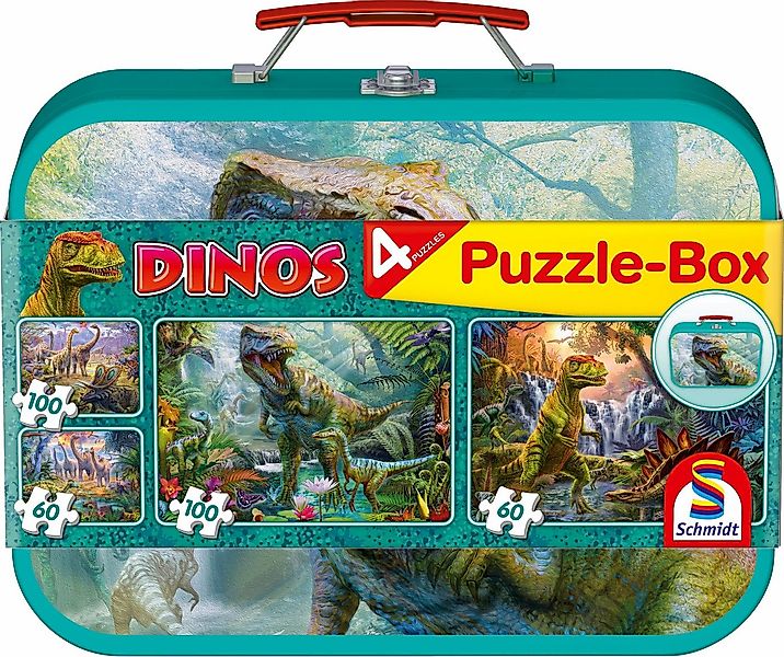 Schmidt Spiele Puzzle Dinos Box, 2x60 und 2x100 Teile, 320 Puzzleteile günstig online kaufen