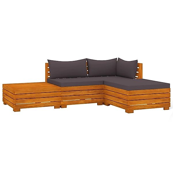 vidaXL 4-tlg Garten-Lounge-Set mit Kissen Massivholz Akazie Modell 3 günstig online kaufen