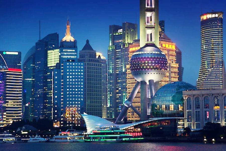 Papermoon Fototapete »SHANGHAI-STADT CHINA SKYLINE BRÜCKEN UFER FLUSS STRAN günstig online kaufen