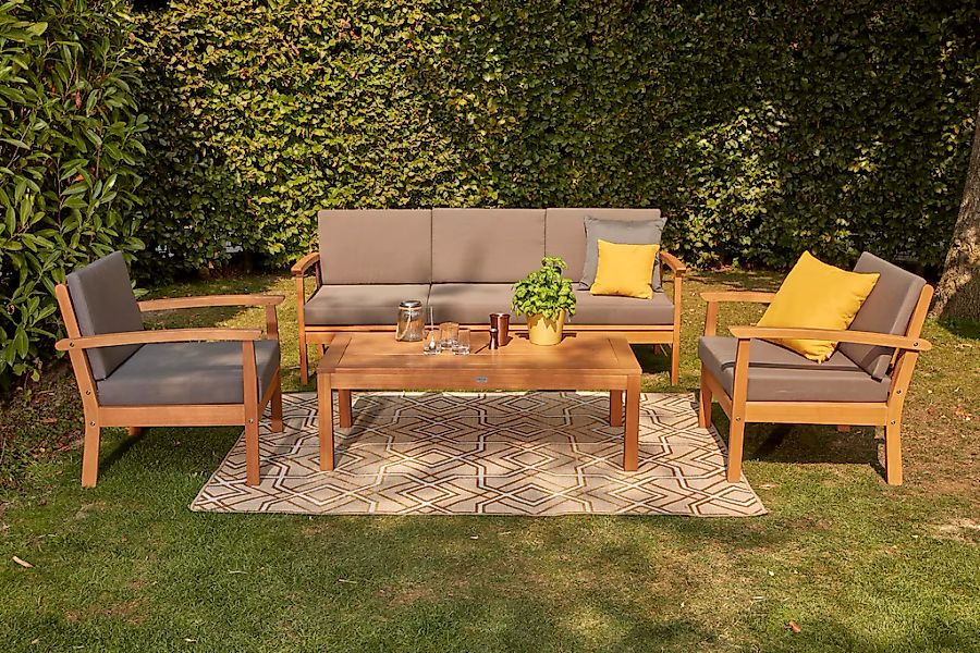 Siena Garden Gartenlounge-Set "Tavira" 2x Sessel, 1x 2er-Sofa, 1x Tisch, Eu günstig online kaufen